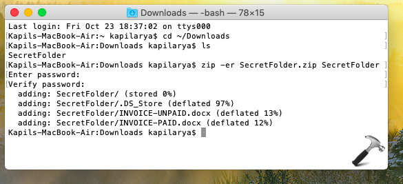 password protect zip file for mac